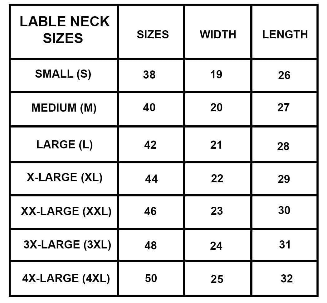 Men's Shirts Size Chart