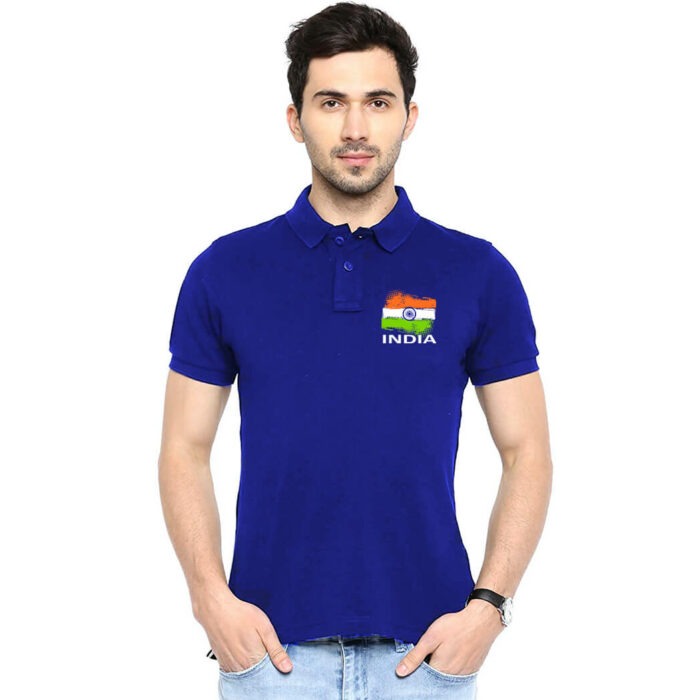 Alternative view of Pack Of 2| Elegant Indian Polo T-Shirts|Black & Royal Blue