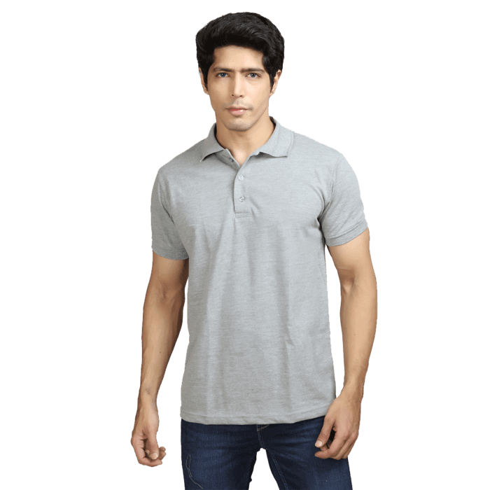 Solid Polo T-Shirt- Grey