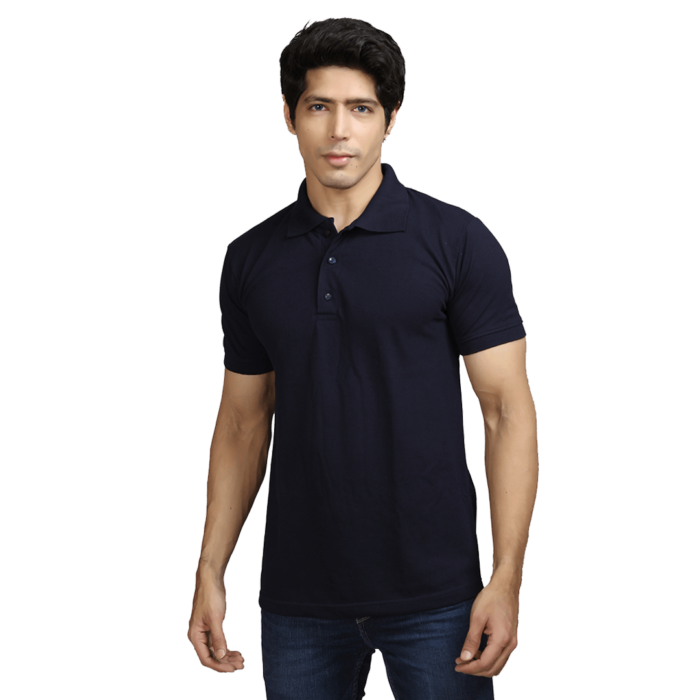Solid Polo T-Shirt- Navy Blue