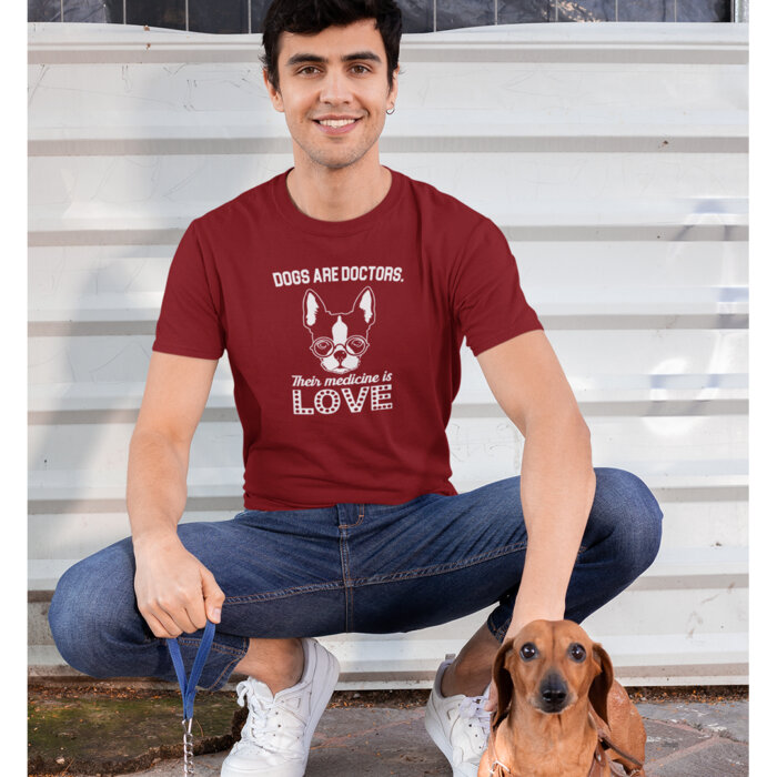 Alternative view of Dogs are Doctors. Their medicine is love | Unisex T-shirt
