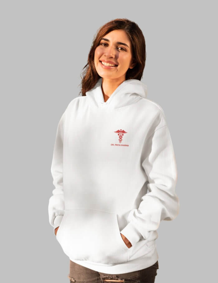 Alternative view of Personalized Medical Symbol Doctor Unisex Hoodie | Gift for Doctors