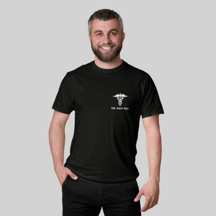 Alternative view of Personalized Medical Symbol Doctor Unisex Round Neck T-Shirt Combo | Gift For Doctors | Doctors T-shirt Combo