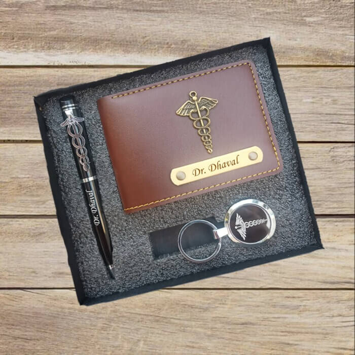 Customized Doctors Wallet Pen & Key Chain Set | Gift For Doctors